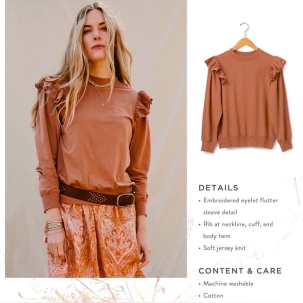 NEW Matilda Jane Good Hart Eleanor Top Burnt Orange Sweatshirt